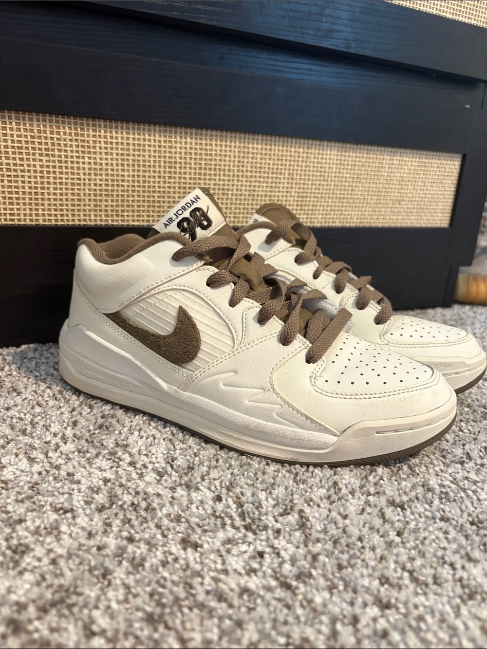 Jordan Low Top Sneakers in Cream and Brown Accents